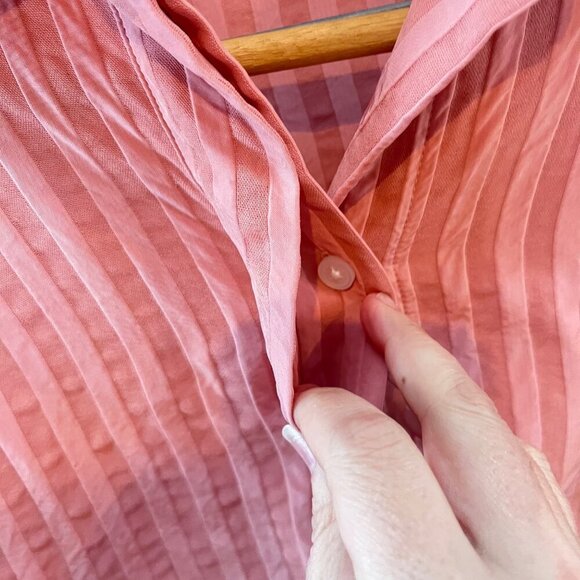 Everlane The City Stripe Rose Pink Button Up Raglan Blouse Size 2 Coral Pink - Picture 5 of 5